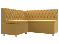 Диван кухонный Лига Диванов Мирта левый угол 151x125x90, микровельвет, желтый