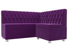 Диван кухонный Лига Диванов Мирта правый угол 151x125x90, микровельвет, фиолетовый