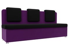 Диван кухонный Лига Диванов Маккон 3-х местный 185x54x89, микровельвет, черный/фиолетовый