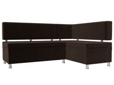 Диван кухонный Лига Диванов Стайл правый угол 170х114х89, микровельвет, коричневый