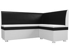 Диван кухонный Лига Диванов Уют правый угол 150x125x88, искусственная кожа, белый/черный