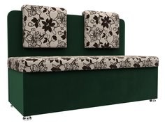 Диван кухонный Лига Диванов Маккон 2-х местный 125х54х89, велюр; рогожка, бежевый/зеленый
