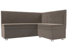 Диван кухонный Лига Диванов Уют правый угол 150x125x88, велюр, коричневый