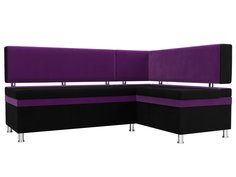 Диван кухонный Лига Диванов Стайл 171x59x89, микровельвет, черный/фиолетовый