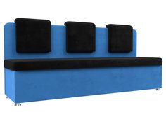 Диван кухонный Лига Диванов Маккон 3-х местный 185x54x89, велюр, счерный/голубой