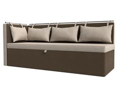 Кухонный диван Метро с углом слева рогожка бежевый/коричневый Лига Диванов