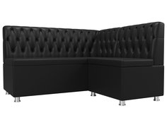 Диван кухонный Лига Диванов Мирта правый угол 151x125x90, искусственная кожа, черный
