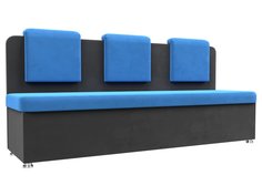 Диван кухонный Лига Диванов Маккон 3-х местный 185x54x89, велюр, голубой/серый