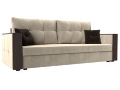 Прямой диван Валенсия Лайт микровельвет бежевый Лига Диванов