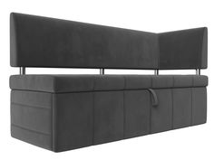 Диван кухонный Лига Диванов Стоун с углом правый 182x65x87, велюр, серый