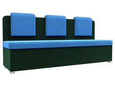 Диван кухонный Лига Диванов Маккон 3-х местный 185x54x89, велюр, голубой/зеленый