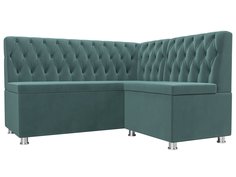 Диван кухонный Лига Диванов Мирта правый угол 151x125x90, велюр, бирюзовый