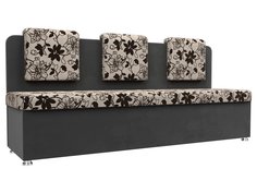 Диван кухонный Лига Диванов Маккон 3-х местный 185x54x89, велюр; рогожка, бежевый/серый