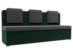 Диван кухонный Лига Диванов Маккон 3-х местный 185x54x89, велюр, серый/зеленый