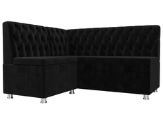 Диван кухонный Лига Диванов Мирта левый угол 151x125x90, велюр, черный