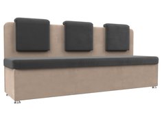 Диван кухонный Лига Диванов Маккон 3-х местный 185x54x89, велюр, серый/бежевый