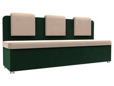 Диван кухонный Лига Диванов Маккон 3-х местный 185x54x89, велюр, бежевый/зеленый