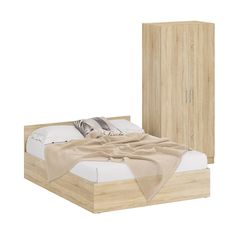 Кровать двуспальная со шкафом СВК Стандарт 1600+Ш2 дуб сонома
