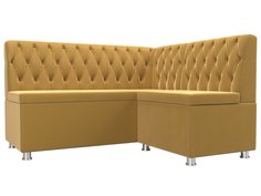 Диван кухонный Лига Диванов Мирта правый угол 151x125x90, микровельвет, желтый