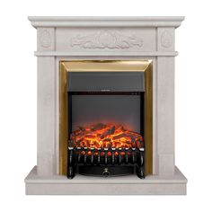 Электрокамин RealFlame Adelaida R STD/EUG WT-F715 с очагом Fobos Lux Brass