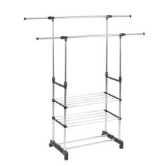 VETTA Вешалка напольная гардеробная, две полки, на колесиках, 145х155х43см