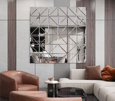Зеркальная плитка ДСТ, панно на стену 120х120 см, графит, треугольник 20х20 см Дом Стекольных Технологий