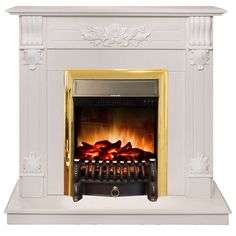 Электрокамин RealFlame Ottawa R STD/EUG WT-F614 с очагом Fobos Lux Brass