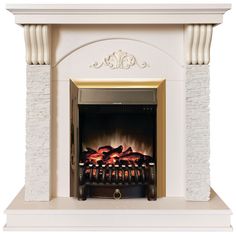 Электрокамин RealFlame Corfino R STD/EUG WT-F612 с очагом Fobos Lux Brass