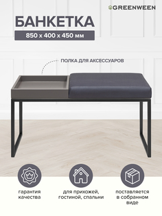 Банкетка GreenWeen ALBA BOX, черная, Light Blue, GreyBox, 850х400х450
