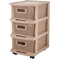 Комод 3 ящика Ajur 37х30х52 см бежевый топаз корзина на колесиках KL379522005 Keeplex