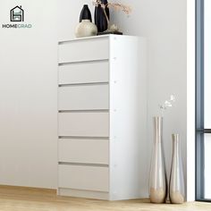 Комод высокий HomeGrad Сура 6 ящиков 500х1200х430, Белый