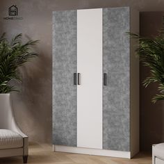 Шкаф HomeGrad Ларс 1200 без зеркала белый/ателье серый