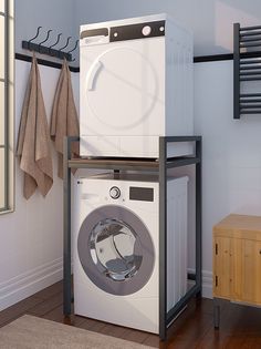 Стеллаж-стойка для стиральной и сушильной машины N-LOFT, глубина 60 см, дуб темный термо