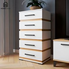 Комод HomeGrad КМ-1 Белый/дуб крафт золотой