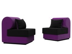 Набор Кипр-1 (2 кресла) микровельвет черный/фиолетовый Лига Диванов