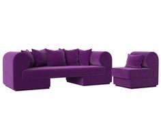 Набор Кипр-2 (диван, кресло) микровельвет фиолетовый Лига Диванов