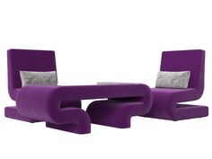 Набор Волна-3 (стол, 2 кресла) микровельвет фиолетовый Лига Диванов