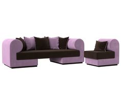 Набор Кипр-2 (диван, кресло) микровельвет коричневый/сиреневый Лига Диванов