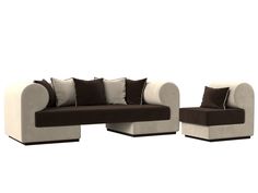 Набор Кипр-2 (диван, кресло) микровельвет коричневый/бежевый Лига Диванов