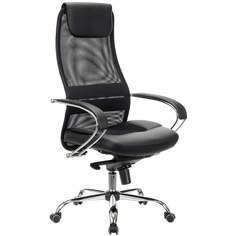 Кресло BRABIX PREMIUM "Stalker EX-609 PRO" хром, мультиблок, ткань-сетка/экокожа, черное