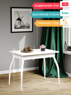 Обеденный стол раздвижной DecoLine Асти, белый/белые 900(1200)х600