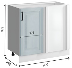 Кухонный напольный угловой шкаф для мойки BV Romeo 90 см Лазурное дерево