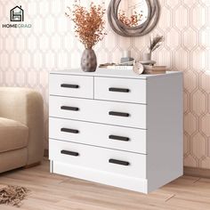 Комод HomeGrad Бостон 5 ящиков Белый