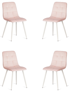 Комплект стульев для кухни TetChair CHILLY 4 шт, вельвет, розовый/белый