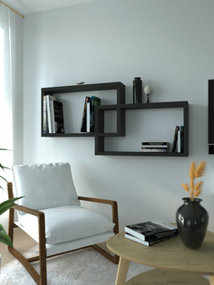 Полка Riddle, Otis, черное дерево, 81х170.5х20 см