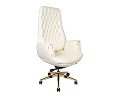 Кресло офисное Norden Моцарт белая кожа/ алюминий крестовина золотого цвета
