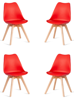 Комплект стульев для кухни TetChair TULIP, 4шт. дерево, пластик, экокожа, красный