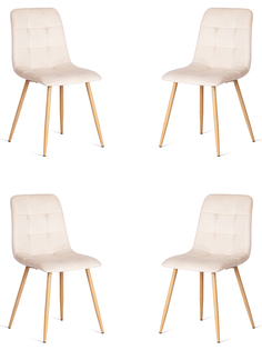 Комплект стульев для кухни TetChair CHILLY 4 шт, вельвет, бежевый/натуральный