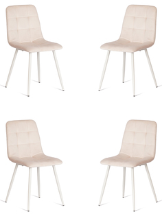 Комплект стульев для кухни TetChair CHILLY 4 шт, вельвет, бежевый/белый