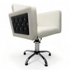 Парикмахерское кресло Рок, Бело-черный, Гидравлика пятилучье No Brand